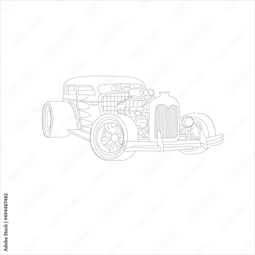 concept car design , Car coloring page for kids and adults 