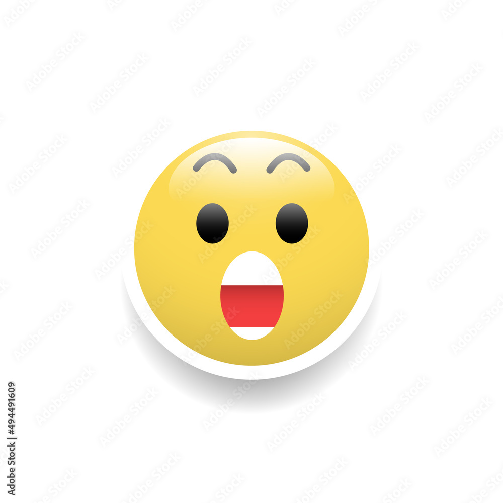Fototapeta premium Amazed face emoticon, Vector and Illustration.