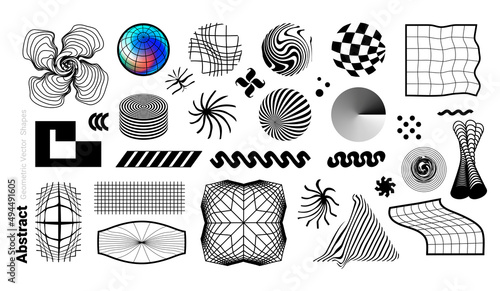 Set of random abstract vector geometric shapes and objects 