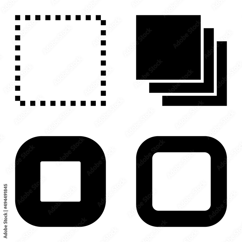 Square Flat Icon Set Isolated On White Background Square Flat Icon Set Isolated On White Background