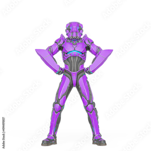 man in an armored nano tech suit is doing a power pose like a super hero © DM7