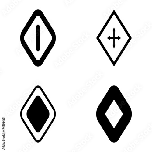 Free Download Rhombus Flat Icon Set Isolated On White Background - GFXLoad