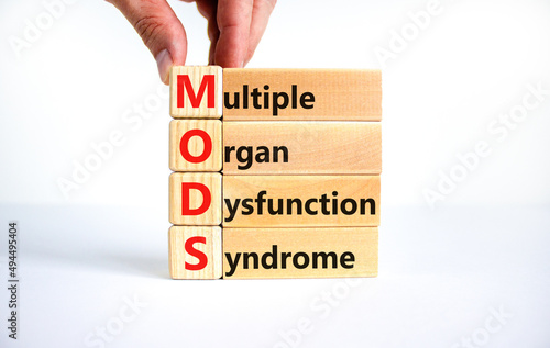 MODS multiple organ dysfunction syndrome symbol. Concept words MODS multiple organ dysfunction syndrome on blocks on a white background. Medical MODS multiple organ dysfunction syndrome concept.