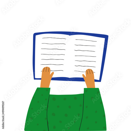 Reading the books and education concept. A man reading the book. Modern illustration of book lovers, readers, literature fans isolated on white background. Vector