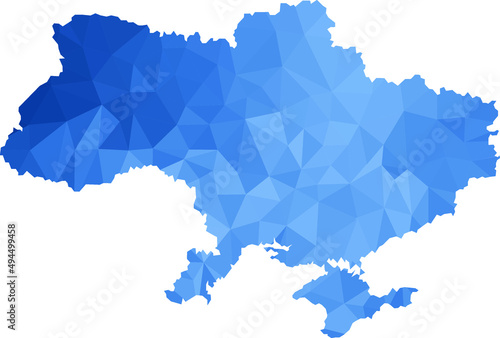 Low Poly map of Ukraine. Abstract geometric rumpled triangular low poly style