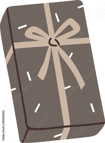 Gift Box with Tied Bow Colored Illustration
