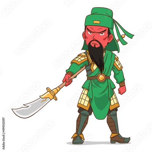 Valokuva Cartoon character of Guan Yu, Chinese military general.