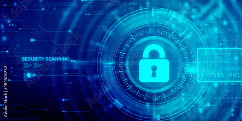 2d illustration Safety concept: Closed Padlock on digital background
