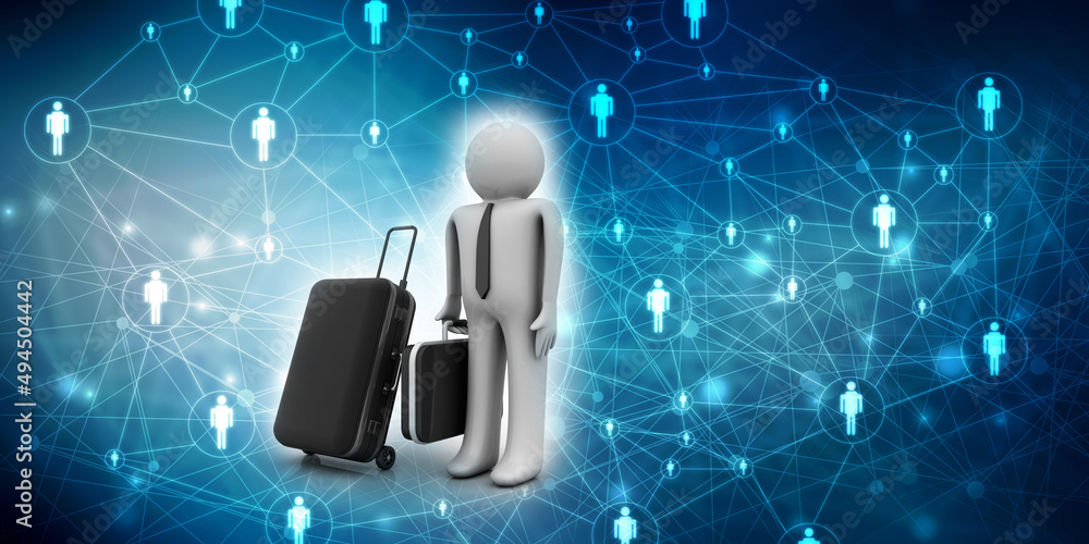 Naklejka premium 3d illustration abroad work aim concept