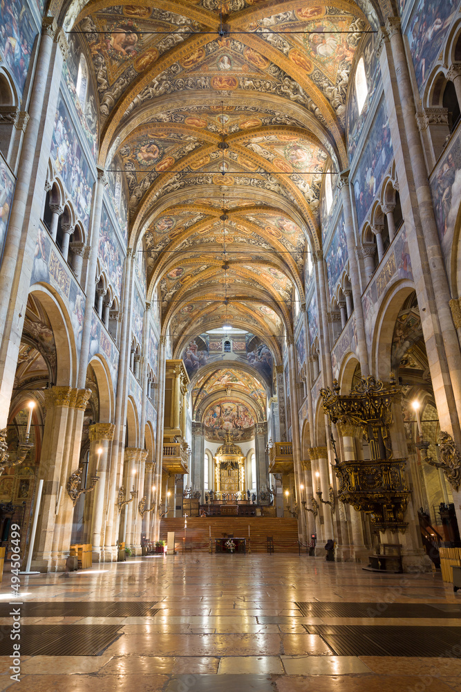 Nave of the Cathedral of Santa Maria Assunta in Parma, Italy