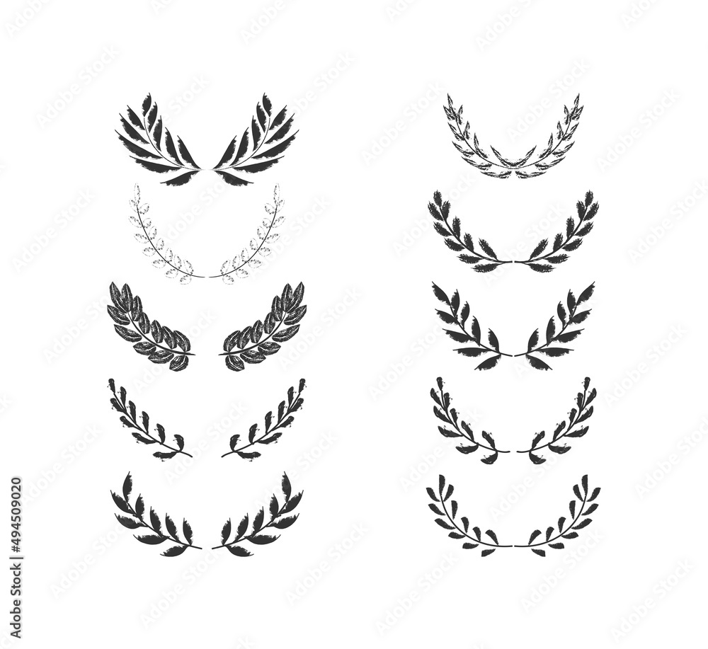 branch wreath drawn vector illustration set branch wreath drawn vector illustration set