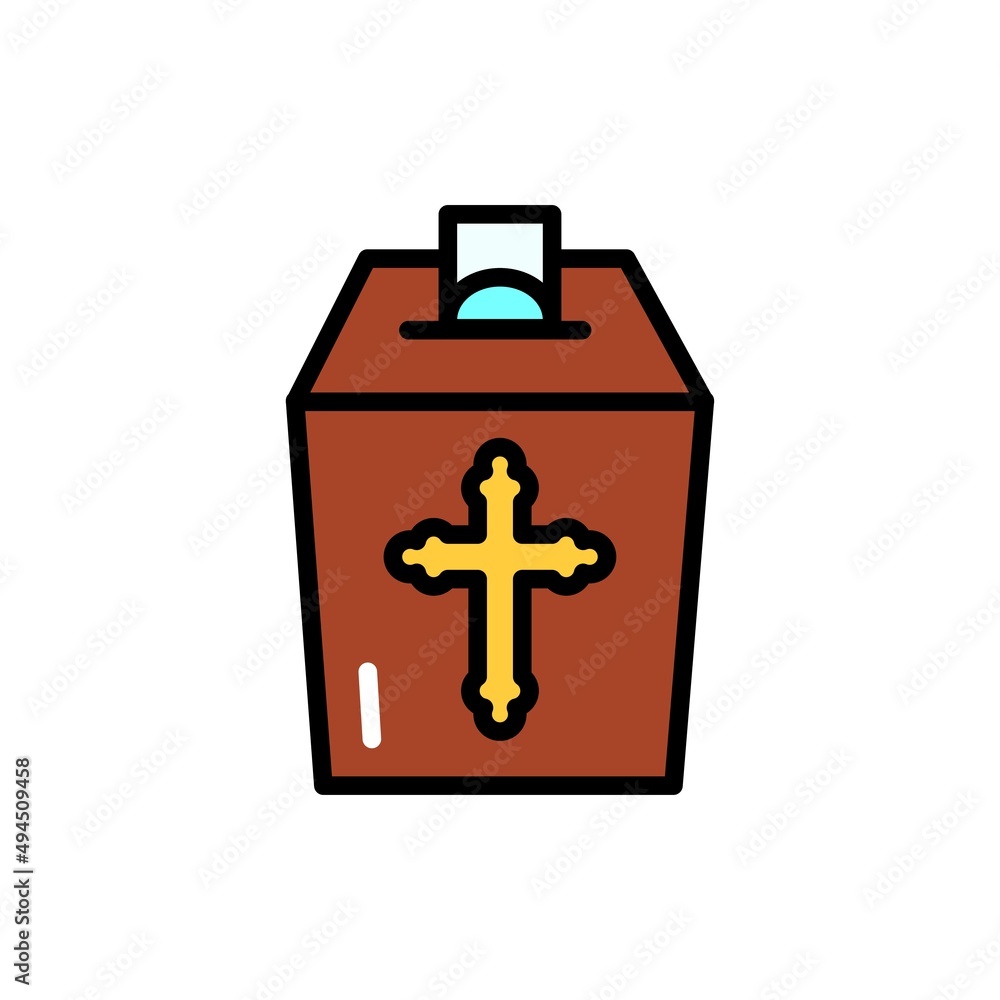 Obraz premium Church donation line color icon. Isolated vector element. Outline pictogram for web page, mobile app, promo