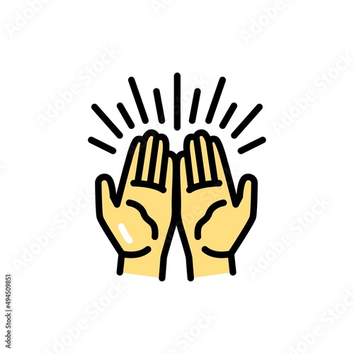 Gesture hands faith in god line color icon. Isolated vector element. Outline pictogram for web page, mobile app, promo