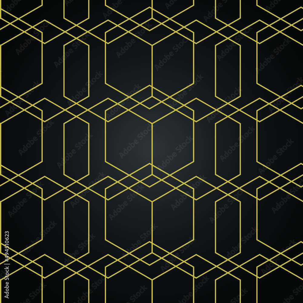 Black background and gold hexagon Stock Vector | Adobe Stock