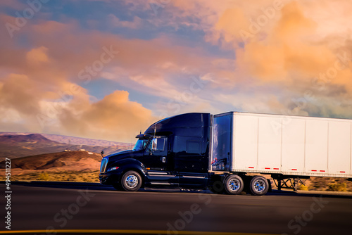 Photo Semi Trucks on the Nevada Highway, USA