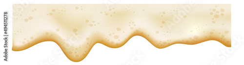 Realistic foam border. Froth texture with white bubbles