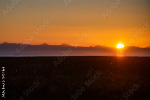 sunset over the lake