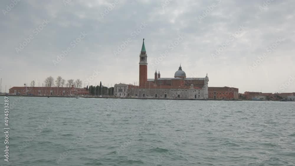 San Giorgio Maggiore Island seen from Ferry Boat Vaporetto in Venice, Venezia Italy San Giorgio Maggiore Island seen from Ferry Boat Vaporetto in Venice, Venezia Italy
