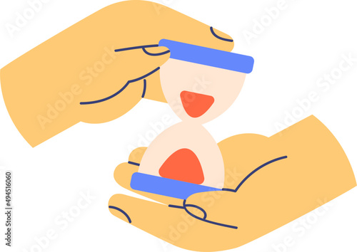 Hands Holding Hourglass Cartoon Illustration
