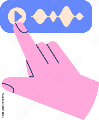 Finger Pressing Play Button Cartoon Illustration