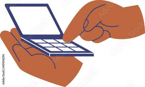 Hnds Pressing Buttons Cartoon Illustration