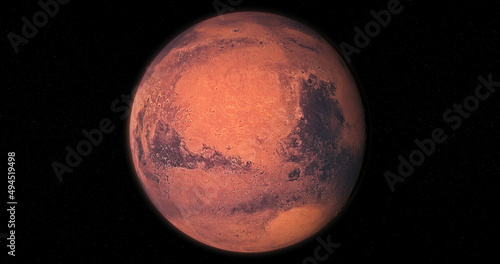 Fototapeta Naklejka Na Ścianę i Meble -  Beautiful view of the phase of planet Mars isolated on black background