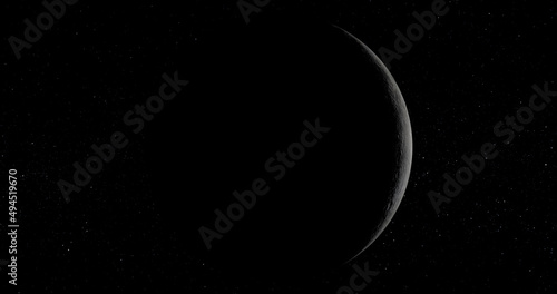 3d rendering of the new Moon isolated on a black background