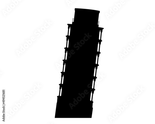 Black silhouette of Leaning Tower of Pisa, Pisa, Italy. Leaning Tower of Pisa icon. Vector illustration.