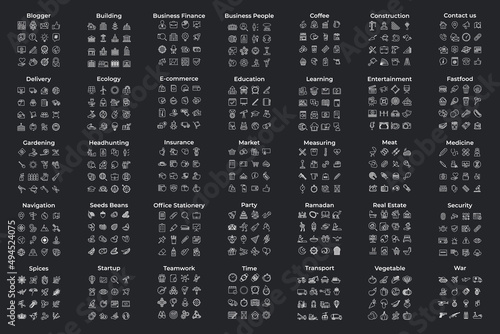 mega pack icon set symbol template for graphic and web design collection logo vector illustration