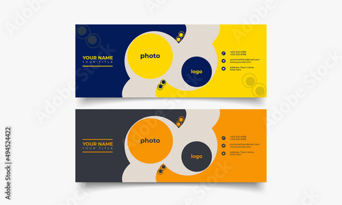 Professional business electronic email signature template with creative layout and modern concept design. Personal social media cover template. Email Signature design template or email footer.