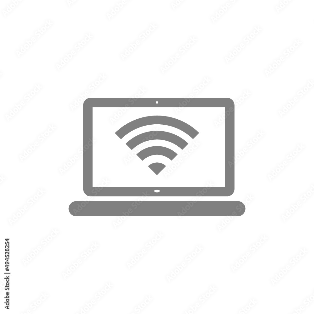 Laptop Screen Icon With WiFi Icon isolated on white background Laptop Screen Icon With WiFi Icon isolated on white background