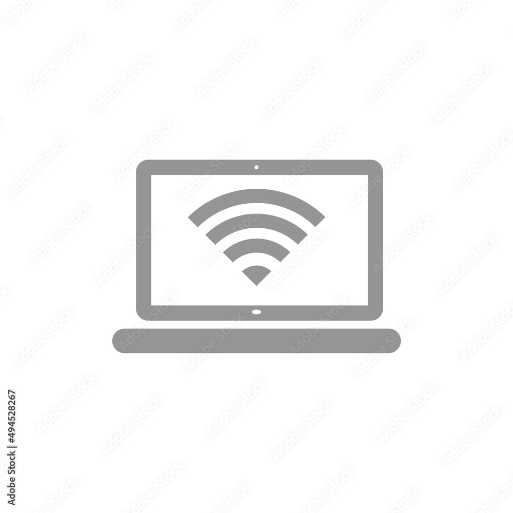 Laptop Screen Icon With WiFi Icon isolated on white background Laptop Screen Icon With WiFi Icon isolated on white background