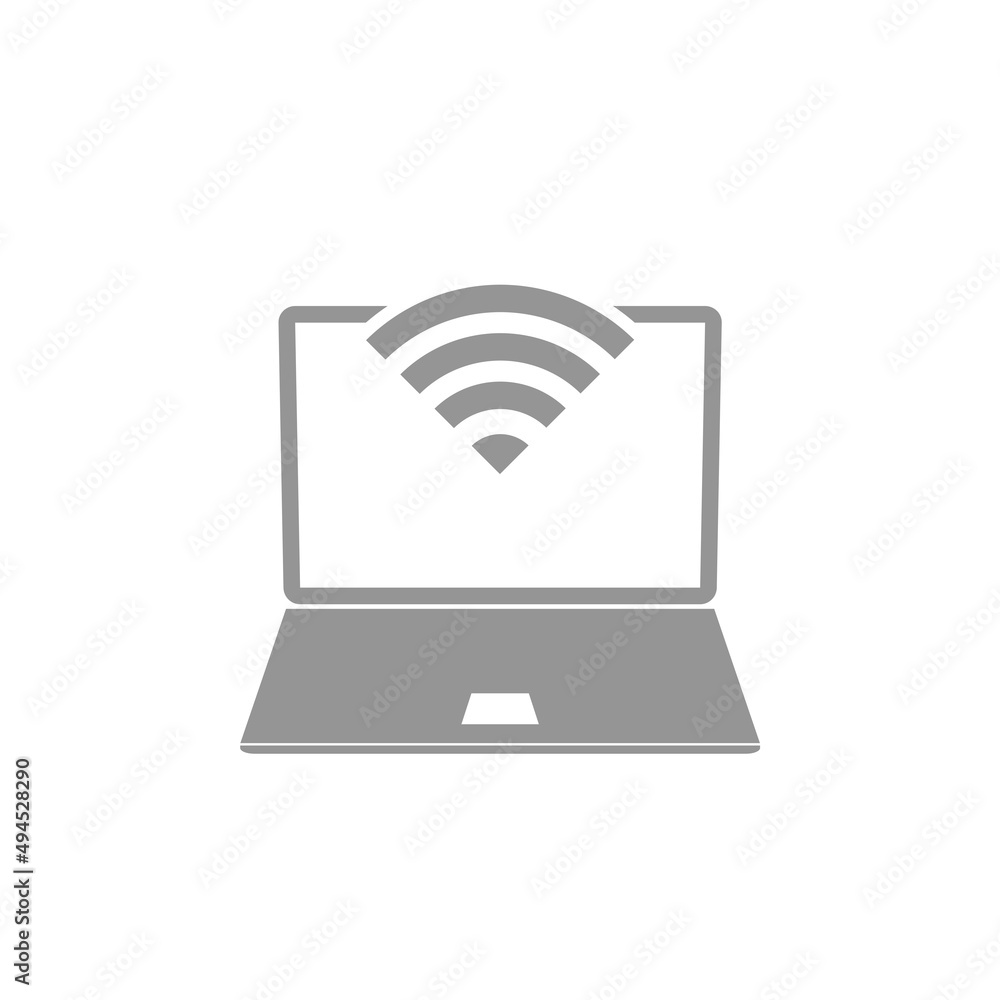 Laptop Screen Icon With WiFi Icon isolated on white background Laptop Screen Icon With WiFi Icon isolated on white background