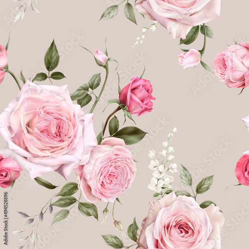 Seamless floral pattern with flowers on summer background  watercolor illustration. Template design for textiles  interior  clothes  wallpaper