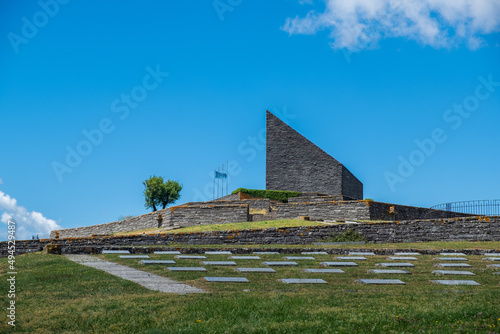 German Military Cemetery of the Futa in Italy under the cloudy blue sky