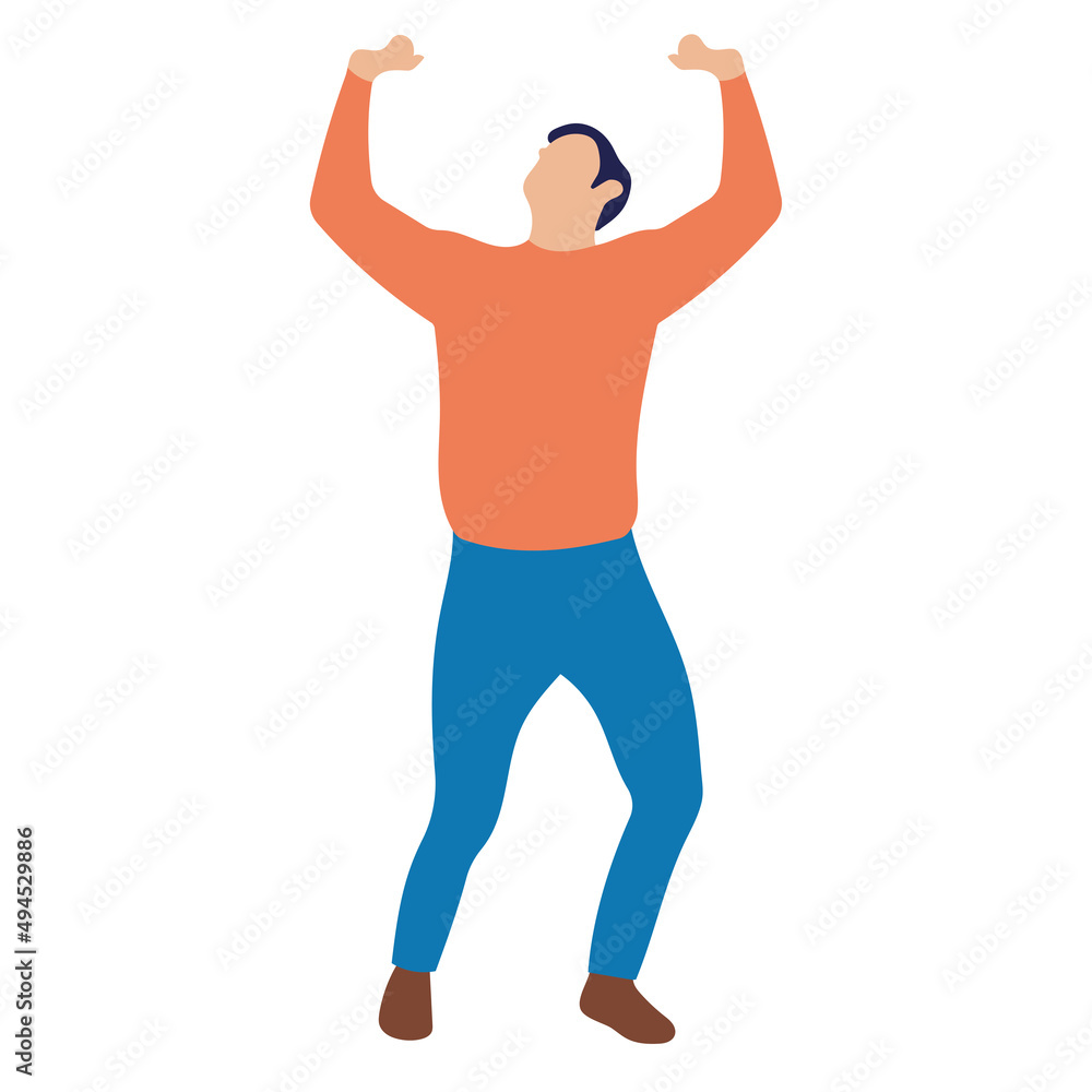 Isolated male cartoon with both arms up Vector Isolated male cartoon with both arms up Vector