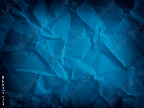 An Indigo Texture Background. Crumpled Paper. Close up.