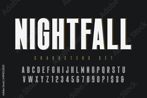 Original retro alphabet, condensed letters and numbers.