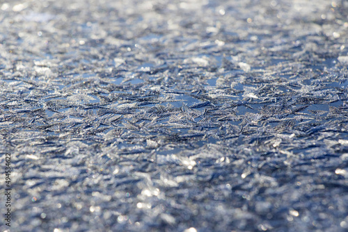 Close-up shot of a frozen window. photo