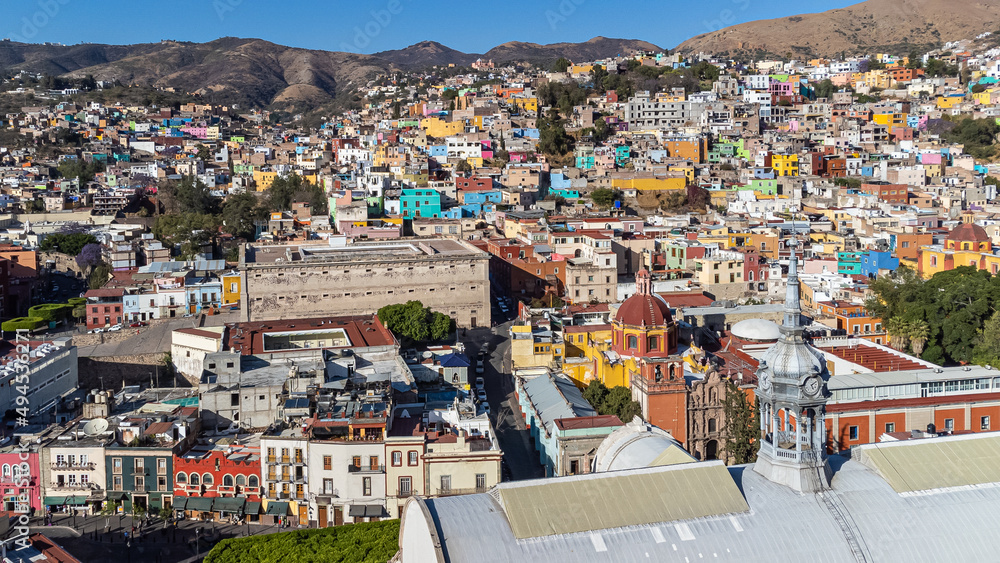 Vista erea panoramica del centro de Guanajuato, Mexico
