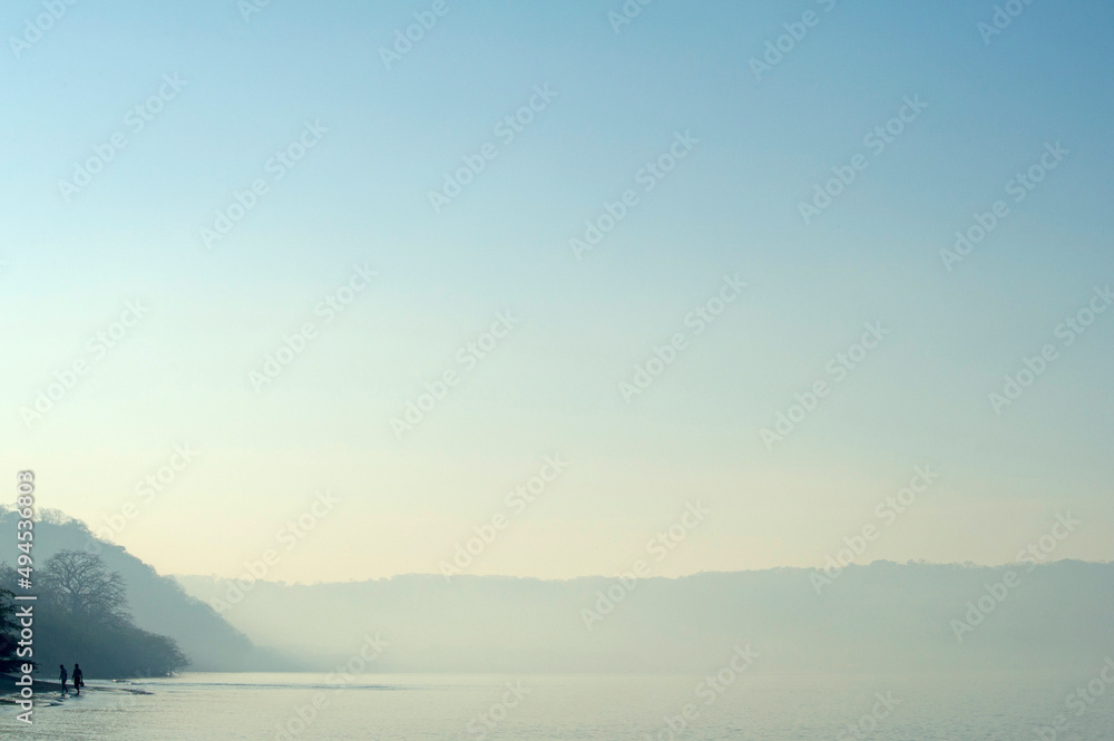 Evening haze on a beach