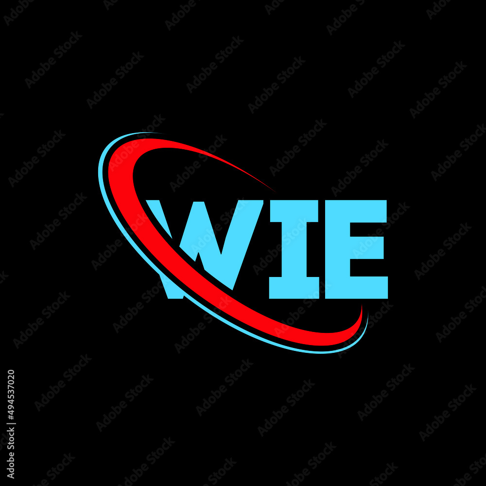WIE logo. WIE letter. WIE letter logo design. Initials WIE logo linked with circle and uppercase monogram logo. WIE typography for technology, business and real estate brand. - obrazy, fototapety, plakaty 