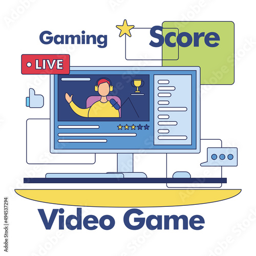 Streaming service concept image Computer screen streaming Vector