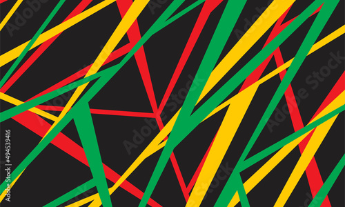 Abstract background with geometric line pattern and with Jamaican color theme