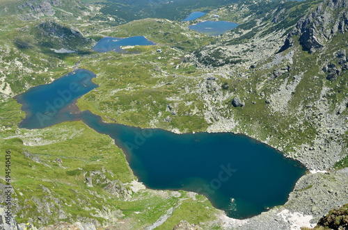 Beautiful shot of the lakes from Seven Rila Lake in Rila Mountain, Bulgaria photo