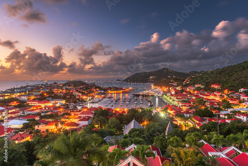 Fototapeta Naklejka Na Ścianę i Meble -  Gustavia, Saint Barthelemy skyline and harbor in the West Indies of the Caribbean