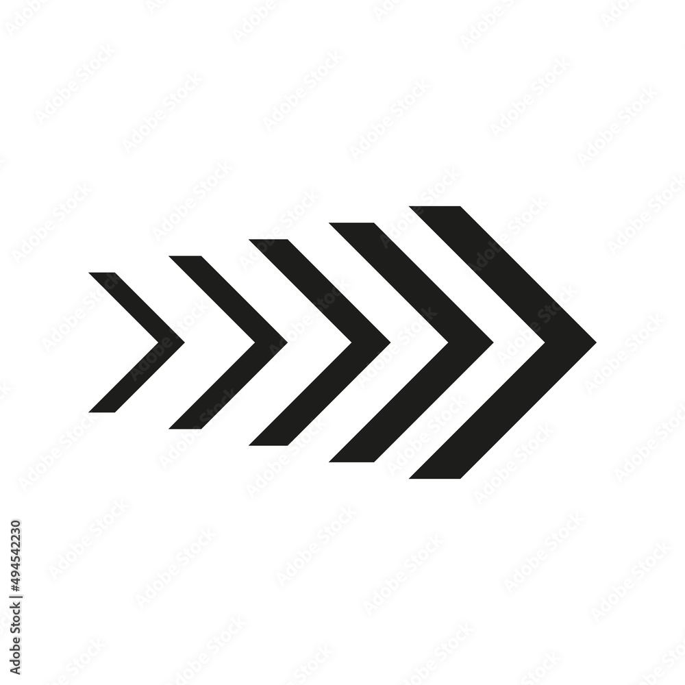 Arrow icons group. Set of black arrows symbols with blend effect. Chevron symbols. Vector isolated on white background.