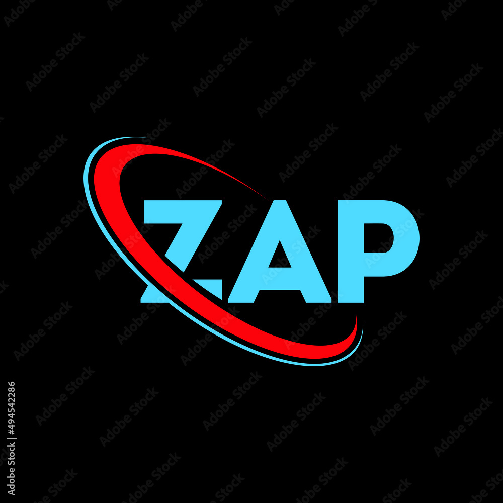 Vetor de ZAP logo. ZAP letter. ZAP letter logo design. Intitials ZAP logo linked with circle and