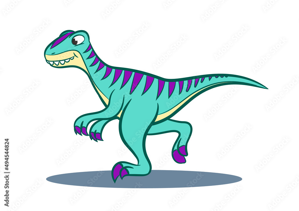 Fototapeta premium cartoon velociraptor illustration 