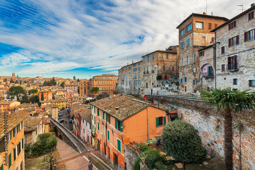 Canvas Print Perugia, Italy on the medieval Aqueduct Street